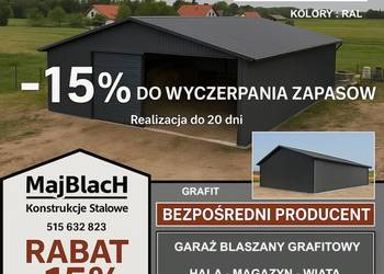 OBNIŻAMY CENY -15% do wyczerpania materiałów|Garaż Blaszany- Maj-Blach