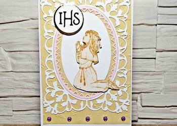 Kartka na komunię dla dziewczynki ręcznie robiona/Kartka komunijna