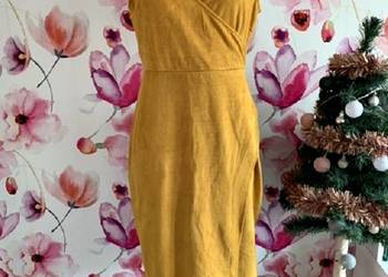 missguided sukienka midi ołówkowa musztardowa hit roz.40