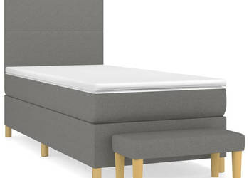 Łóżko kontynentalne z materacem ciemnoszara tkanina 80x200 cm WM-3136950