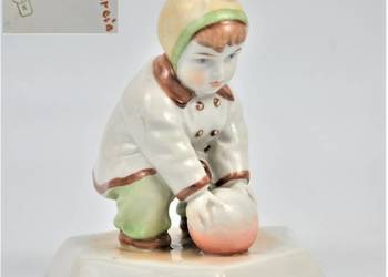 Dziecko z piłką art deco A. Sinkó Zsolnay Węgry lata 30te