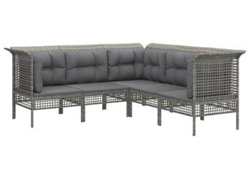 vidaXL 5-cz. zestaw wypoczynkowy do ogrodu, poduszki, szary(SKU:319666)