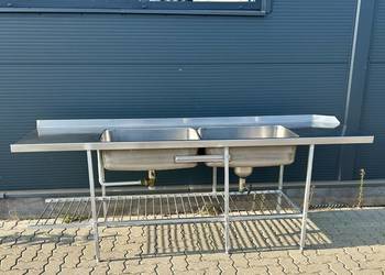 BARDZO DUŻY ZLEWOZMYWAK STÓŁ BLAT ROBOCZY 2 ZLEWY BASEN 248X65X90CM