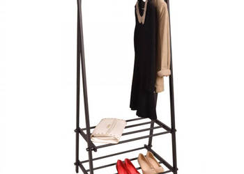 Wieszak stojak z półkami czarny 2 półki