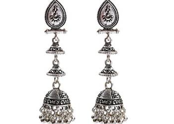 Nowe kolczyki indyjskie orientalne długie dzwonki srebrny kolor boho bohemi Nowe kolczyki indyjskie orientalne długie dzwonki srebrny kolor boho bohemi