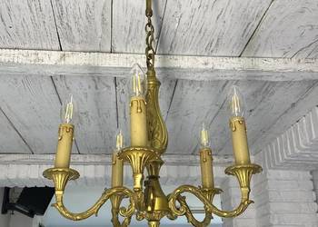 Francuski Żyrandol nr. 23 mosiądz 5-ram Antyk