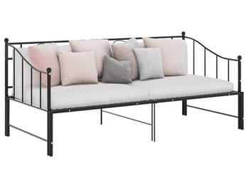 Sofa z wysuwaną ramą łóżka czarna metalowa 90x200 cm WM-324776