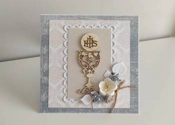 Kartka ręcznie robiona Komunia Święta handmade kwiaty Kartka ręcznie robiona Komunia Święta handmade kwiaty