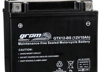 Akumulator motocyklowy 12V 10Ah 180A GROM GTX12-BS YTX12-BS