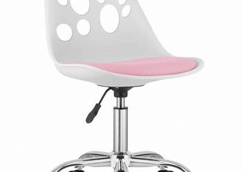 Krzesło PRINT biało-różowe ekoskóra obrotowe chromowana podstawa