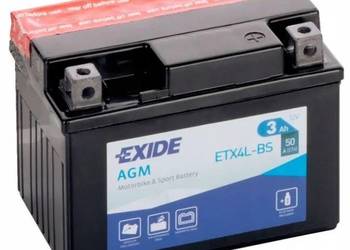 Akumulator motocyklowy EXIDE ETX4L-BS YTX4L-BS 12V 3Ah 50A P