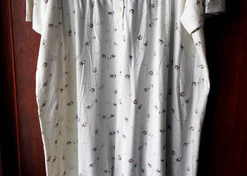 Koszula nocna damska bawełniana biała w kwiatki