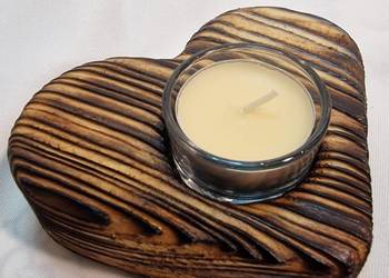 Świecznik drewniany serce naturalny na tealight Romy No. 21 Natura