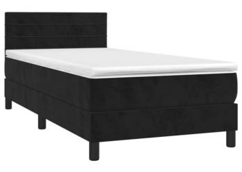 Łóżko z Materacem Kontynentalne Czarne Aksamit LED 90x200 cm WM-3134443