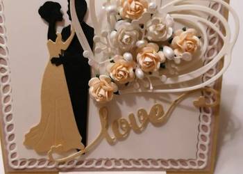 Ślub kartka ręcznie wykonana w pudełku, sztalugowa