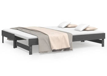 Łóżko rozsuwane szare 2x(80x200) cm lite drewno sosnowe WM-823386