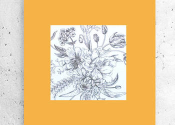 botaniczny plakat A4, szaro pomarańczowy plakat 21x30, mały plakat do domu