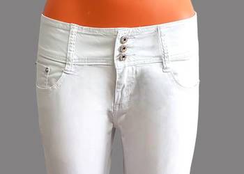 Damskie proste eleganckie białe bawełniane spodnie My Christy 40/L