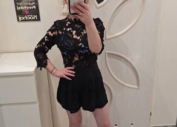 Czarny koronkowy kombinezon 36