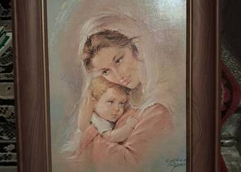 Obraz Matka Boska z dzieciątkiem wymiary 50x40 stan bdb