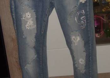 GOURD _Nowe_ jeansy cyrkonie ,siatka dziury_ r.30 S/M /L