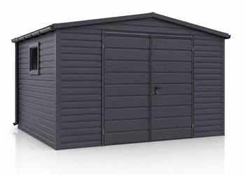 Domek Narzędziowy 4x3m Ciemny Grafit MAT Dach dwuspadowy, brama, okno
