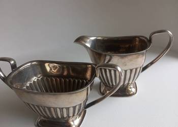 Zestaw mlecznik cukiernica plater Sheffild