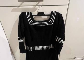 Subtelna Czarna sukienka w paski Bodyflirt L