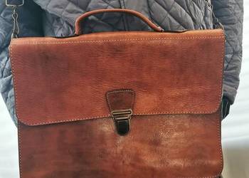 Piękna torba skórzana na laptop aktówka na pasek skóra naturalna