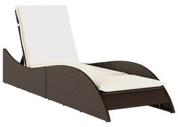 Leżanka z poduszką brązowa 60x205x73 polirattan WM-368279