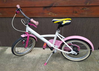 Rowerek dziecięcy biało-różowy B'Twin Liloo Princess, koła 16 cali