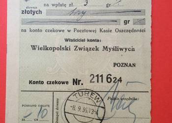 ( 2553 ) Potwierdzenie Dla Wpłacającego Z 1936 roku ( 2553 ) Potwierdzenie Dla Wpłacającego Z 1936 roku