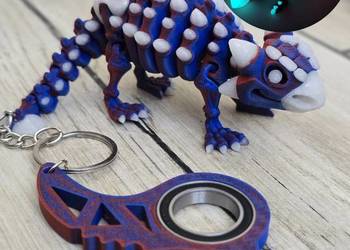 Keyspinner + Świecący Ankylozaur 2w1- KeyRambit KeyFlipper Druk3d Fidget