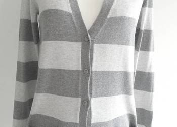 Sweter Kardigan Szary w Modne Paski Tommy Hilfiger S/M