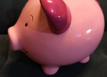 Urocz ceramiczna skarbonka różowej świnki z gumową zatyczkę od spodu - XL