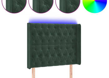 Zagłówek do łóżka z LED ciemnozielony 93x16x118/128 cm aksamit WM-3124423