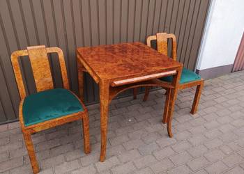 Stół Krzesła Komplet ART-DECO Unikat Politura Stare Antyk Po Renowacji