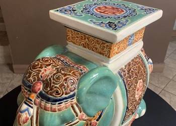 Słoń porcelanowy duży postument kwietnik 50 cm