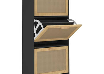 Szafka na buty czarna 52x25x115 cm materiał drewnopochodny WM-345649
