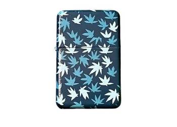 Ciemnogranatowa Zapalniczka Benzynowa z Zielonymi i Beżowymi Listkami