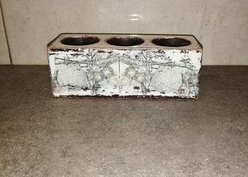 świecznik drewniany na tealighty decoupage
