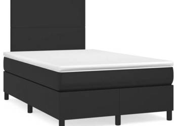Łóżko z Materacem Kontynentalne Czarne Ekoskóra 120x200 cm WM-3142713