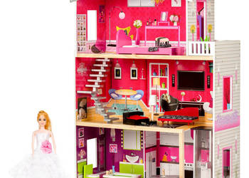 Duży drewniany domek z windą dla lalek - Rezydencja Malibu ECOTOYS