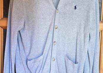 Ralph lauren L sweter szary stalowy kardigan bawełna L 100% oryg nr seryjny