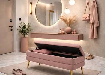 Ławka Tapicerowana ze Schowkiem Pudrowy Róż – GG-1 | Edite Meble