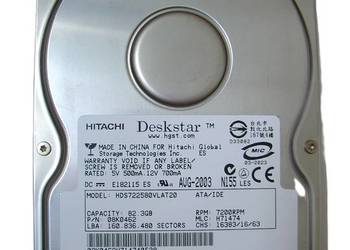 Dysk twardy HITACHI Deskstar HDS722580VLAT20 82,3GB 7.2K IDE