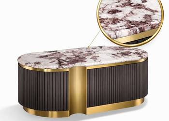 Stolik kawowy glamour grafitowo złoty owalny Nutris 122x60x45