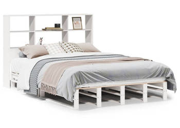 Łóżko z regałem bez materaca białe lite drewno 140x190 cm WM-3323948