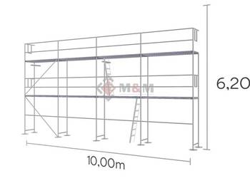 Zestaw 62 m2 Rusztowanie 10x6,2m Ramy stalowe 2m podest stalowy 2,5m