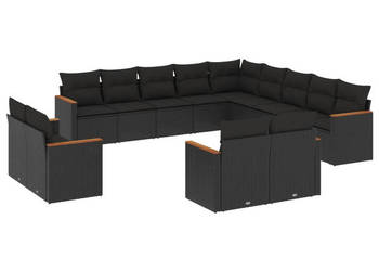 13-cz. zestaw mebli do ogrodu poduszki czarny rattan PE WM-3226524